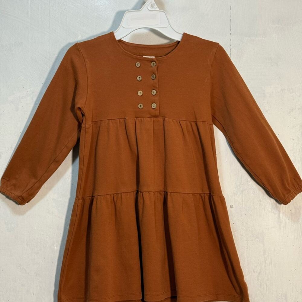 Boho Baby Brown 100% cotton Girl's Tiered Dress Sz 7/8
